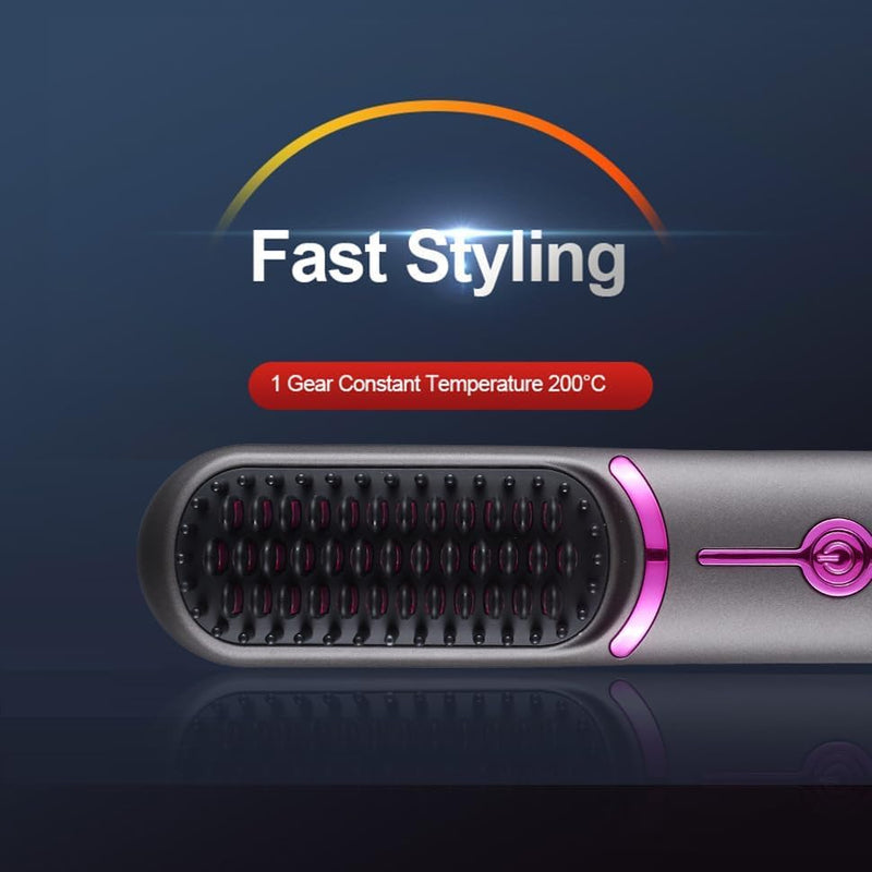 WIRELESS HAIR STRAIGHTENER BRUSH – FAST HEATING PORTABLE & PROFESSIONAL STYLING TOOL FOR WOMEN