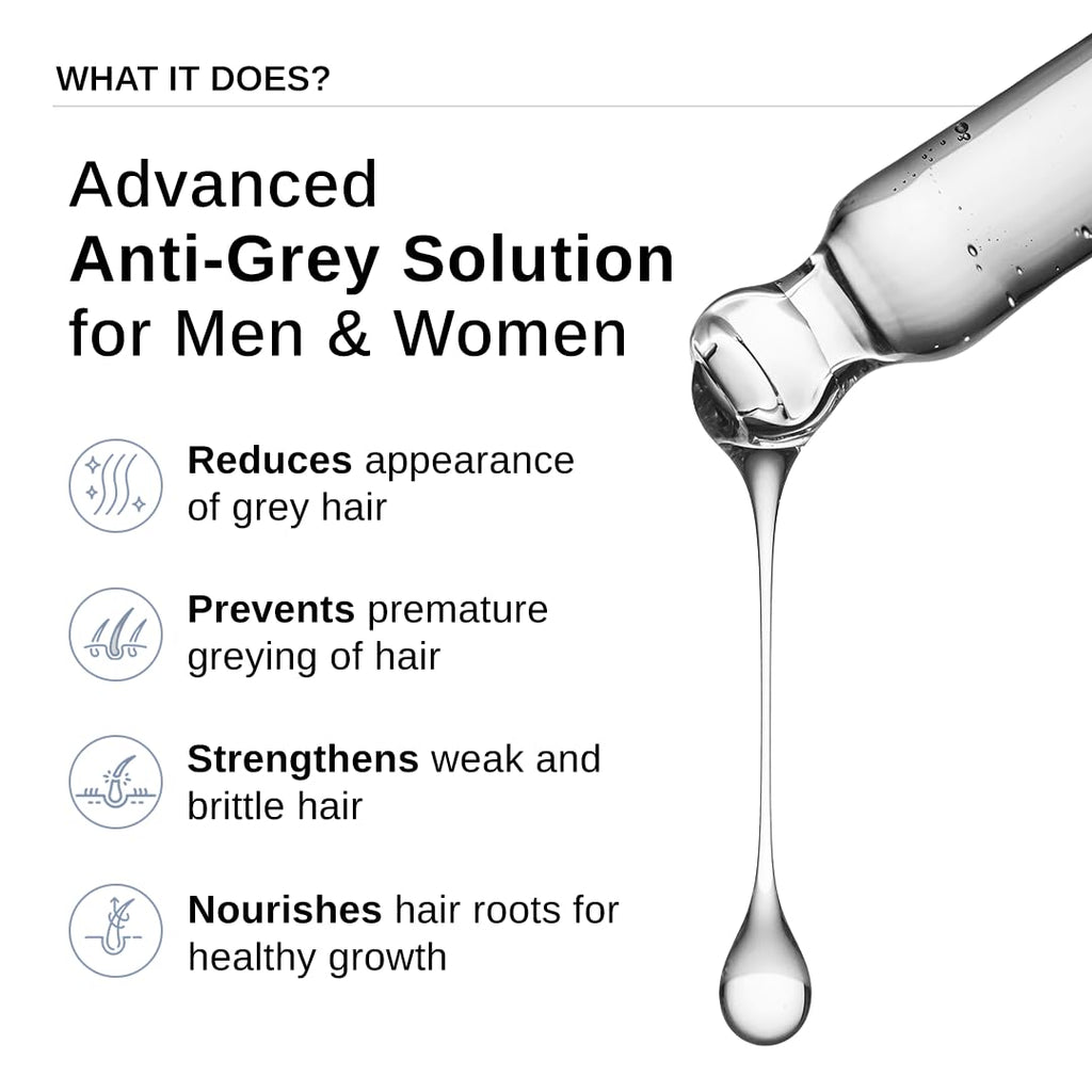 Bare Anatomy Advanced Anti-Grey Serum | Reduces Hair Greying | Silverfree Peptide + Biotin + Rosemary | Fast Absorbing, Odorless, Non-Sticky | Clinically proven formula For Men & Women | 50ml