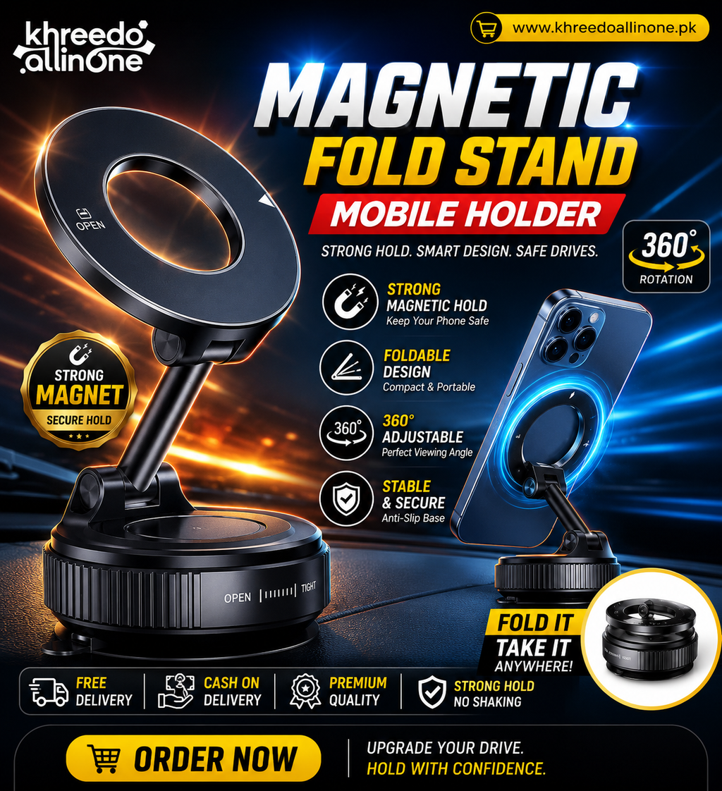 360° Magnetic Fold Stand Mobile Holder – Strong Magnet