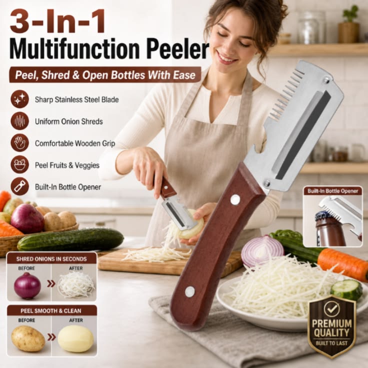PurePeeler™ – Stainless Peeler | High-Grade Durability | Clean, Precision Peeling + Bottle Opener