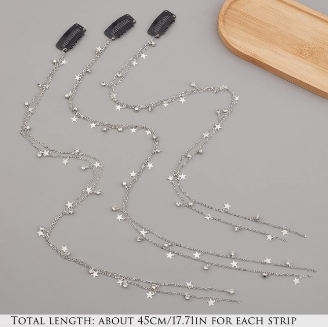 Silver Moon Star Tassel Hair