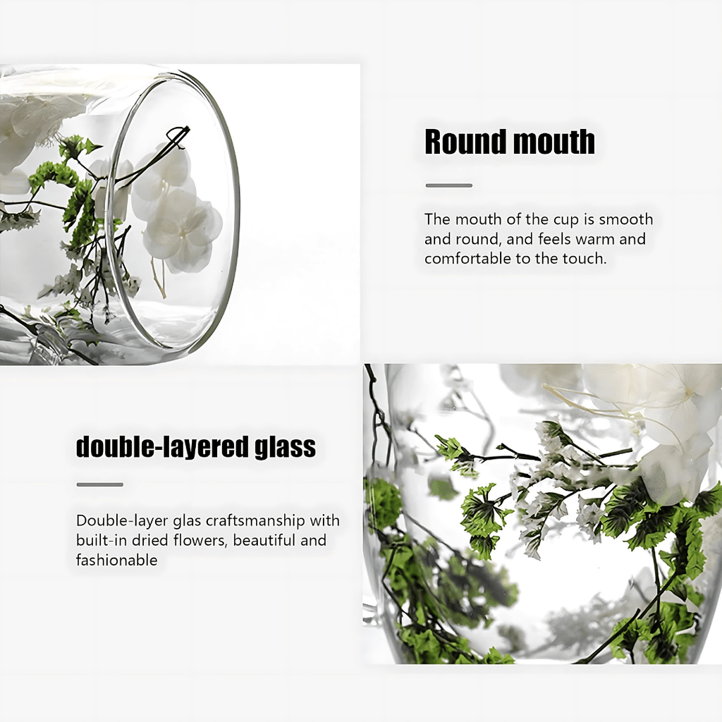 Aesthetic Dried Flower Glass , Double Wall Glass ( Imported )