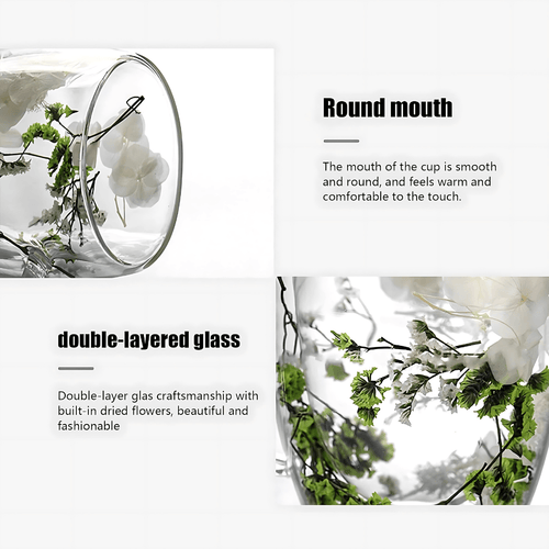 Aesthetic Dried Flower Glass , Double Wall Glass ( Imported )