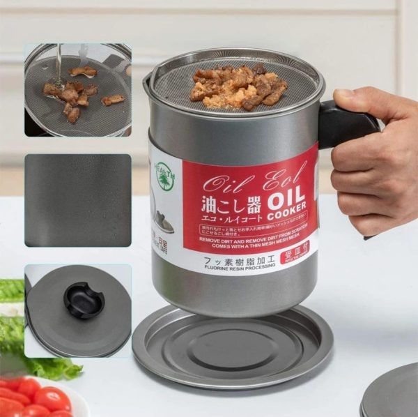 Oil Storage & Filtration Pot with Lid
