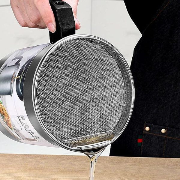 Oil Storage & Filtration Pot with Lid